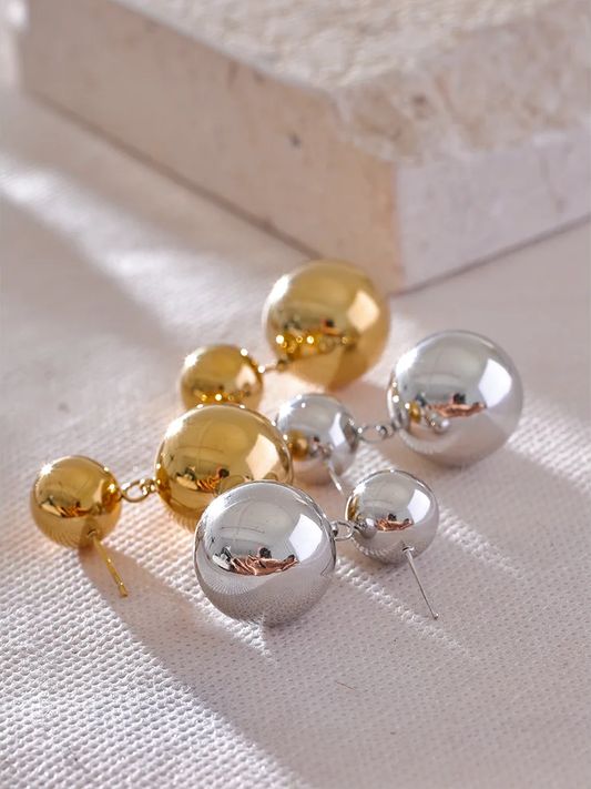 Round beads ball dangle earrings waterproof - product image