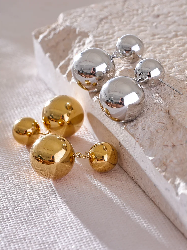 Round beads ball dangle earrings waterproof - product image