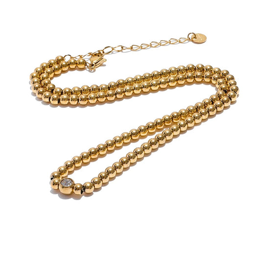 Round beads chain handmade statement necklace - product image