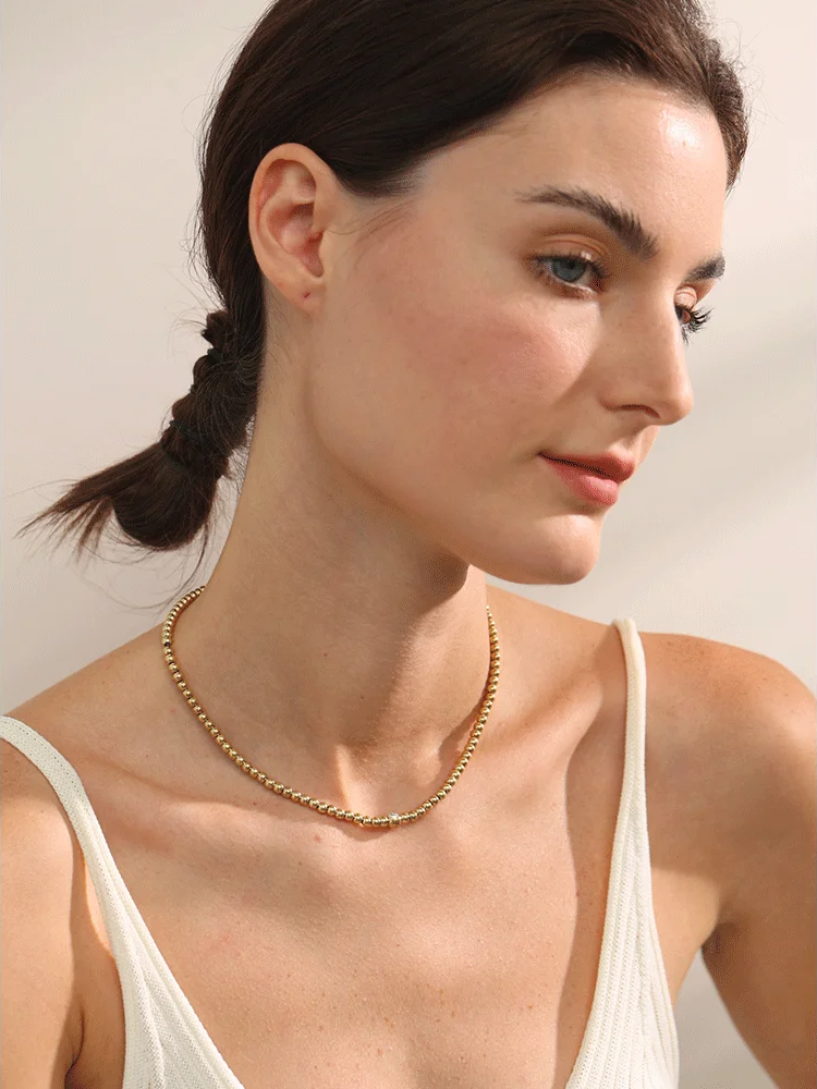 Round beads chain handmade statement necklace - product image