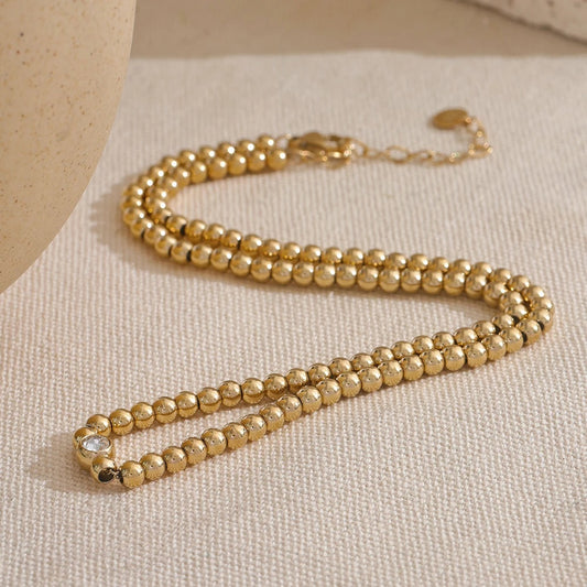 Round beads chain handmade statement necklace - product image