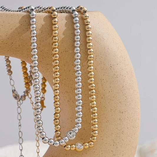 Round beads chain handmade statement necklace - product image