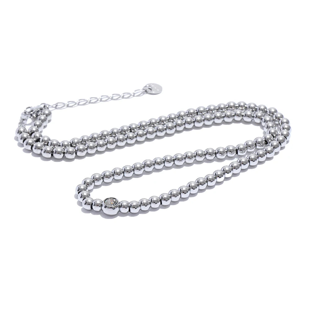 Round beads chain handmade statement necklace - product image