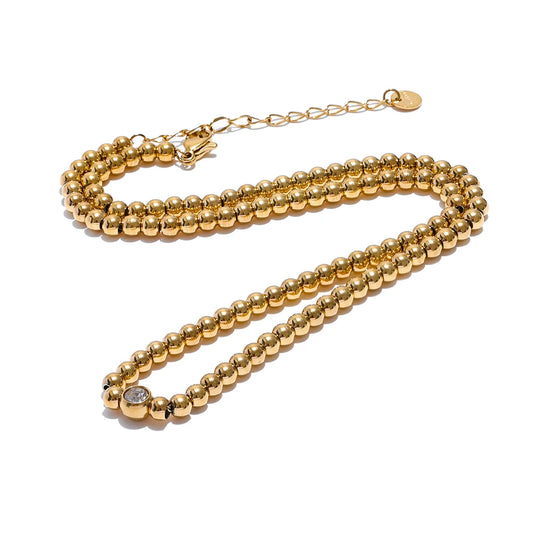 Round beads chain handmade statement necklace - product image