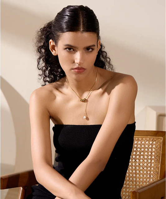 Round beads chain imitation pearls necklace - product image