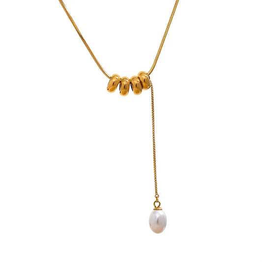 Round beads chain imitation pearls necklace - product image