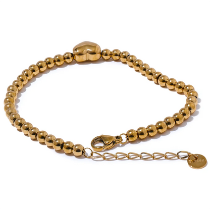 Round beads heart necklace bracelet set - product image
