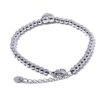Round beads heart necklace bracelet set - product image