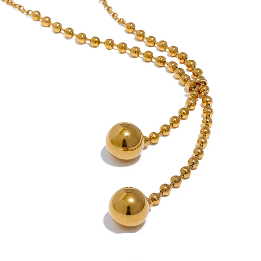 Round beads short chain pendant necklace - product image
