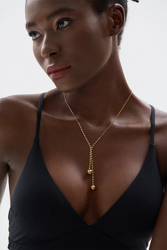 Round beads short chain pendant necklace - product image