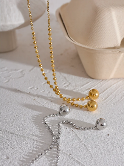 Round beads short chain pendant necklace - product image
