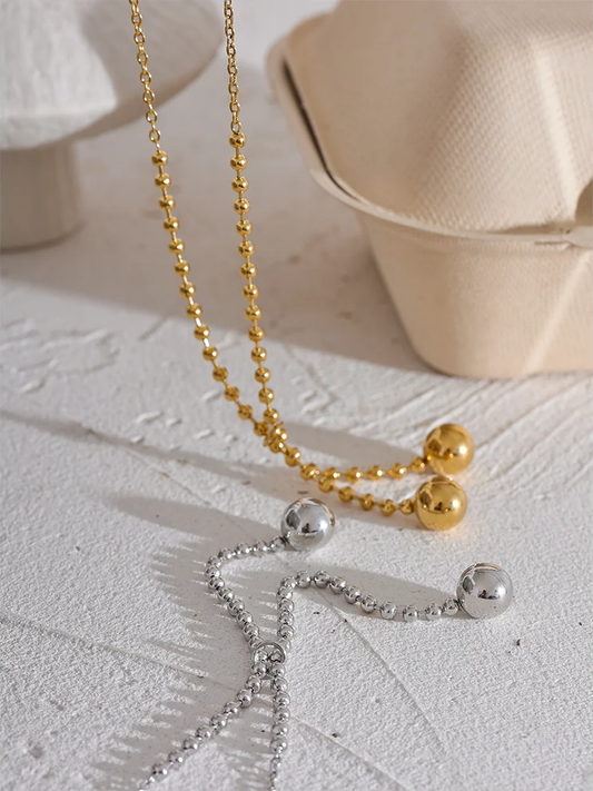 Round beads short chain pendant necklace - product image