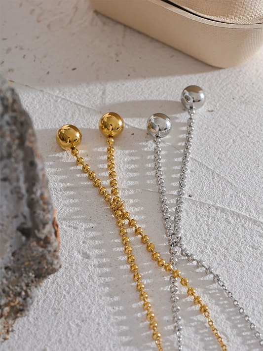 Round beads short chain pendant necklace - product image