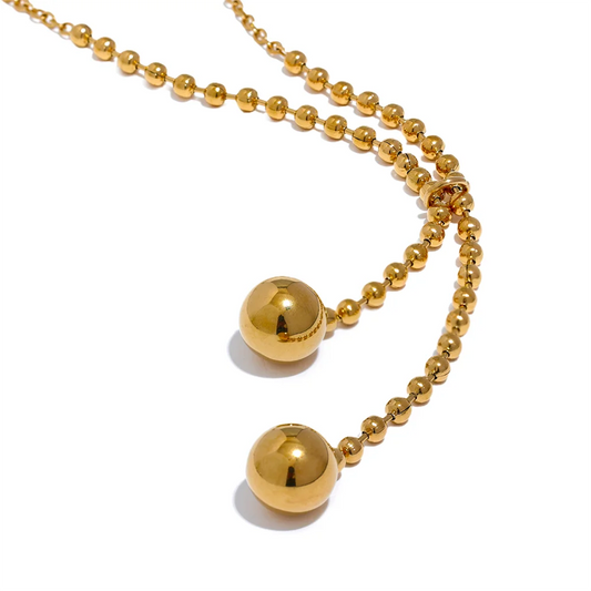 Round beads short chain pendant necklace - product image