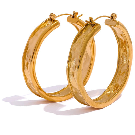 Round big hoop metal earrings - product image