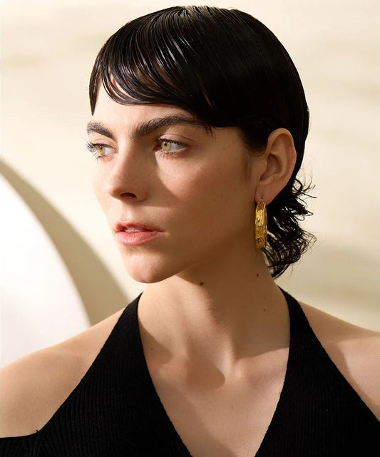 Round big hoop metal earrings - product image