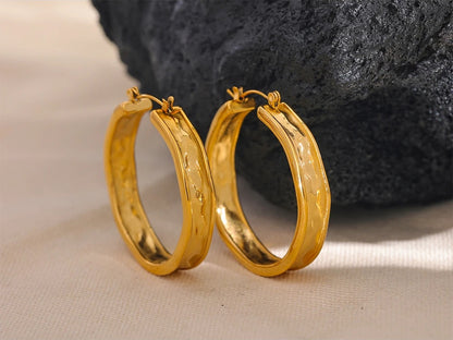 Round big hoop metal earrings - product image