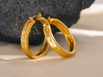 Round big hoop metal earrings - product image