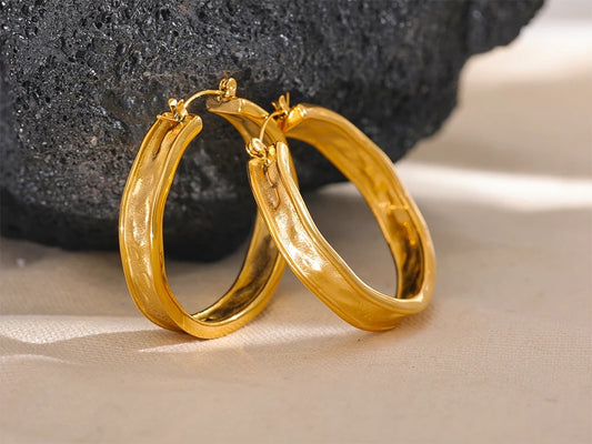 Round big hoop metal earrings - product image