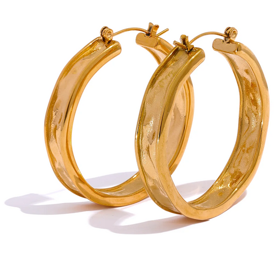 Round big hoop metal earrings - product image