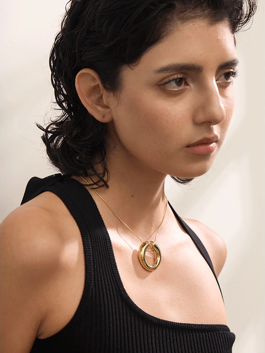 Round chain crossover versatile pendant necklace - product image