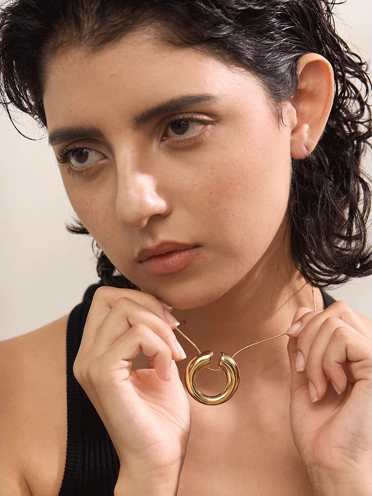 Round chain crossover versatile pendant necklace - product image