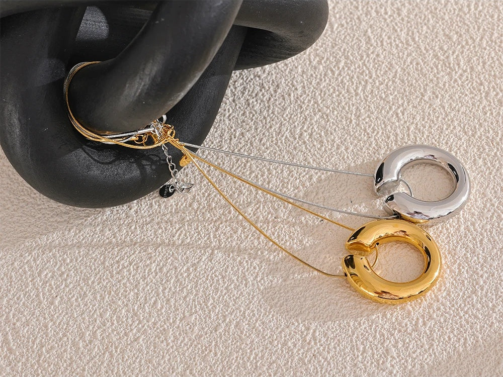 Round chain crossover versatile pendant necklace - product image