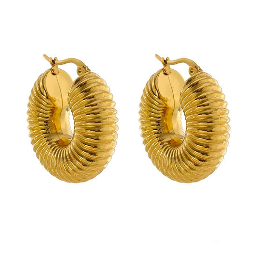 Round chunky minimalist hoop earrings women - product image