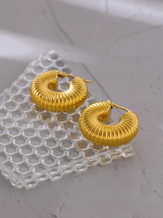 Round chunky minimalist hoop earrings women - product image