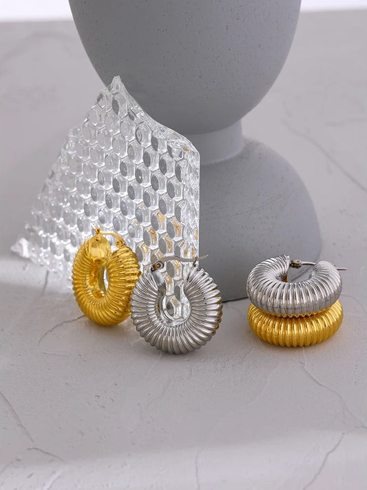Round chunky minimalist hoop earrings women - product image
