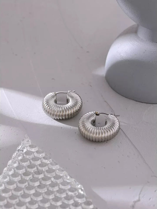 Round chunky minimalist hoop earrings women - product image