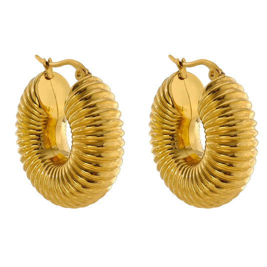 Round chunky minimalist hoop earrings women - product image