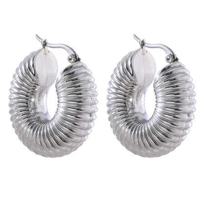 Round chunky minimalist hoop earrings women - product image