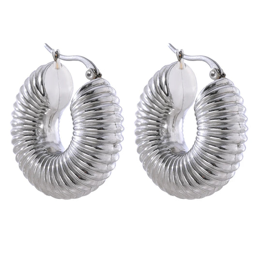 Round chunky minimalist hoop earrings women - product image