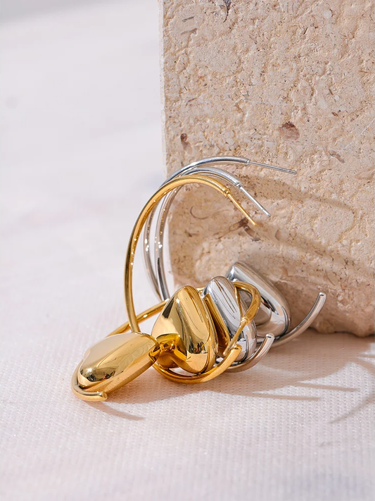 Round circle heart statement hoop earrings - product image