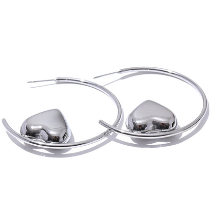 Round circle heart statement hoop earrings - product image
