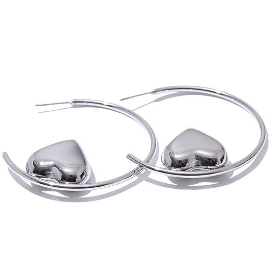 Round circle heart statement hoop earrings - product image