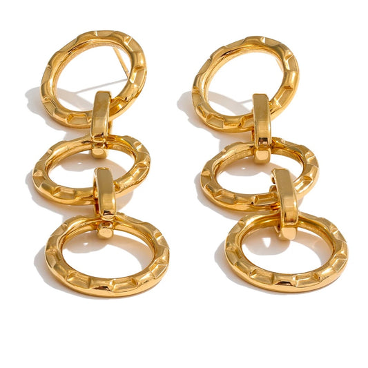 Round circle link long drop dangle earrings - product image