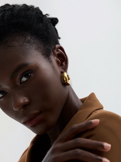 Round contemporary chunky hoop earrings women fashion - product image