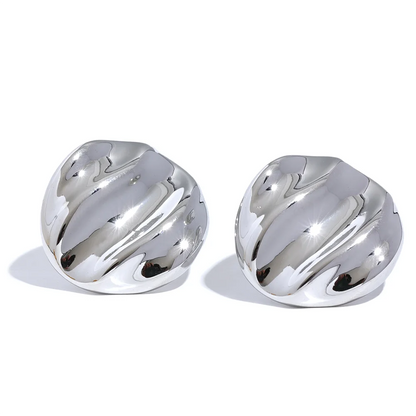Round contemporary shiny fashion stud earrings - product image