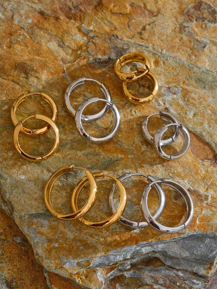 Round daily versatile hoop earrings for unisex - product image