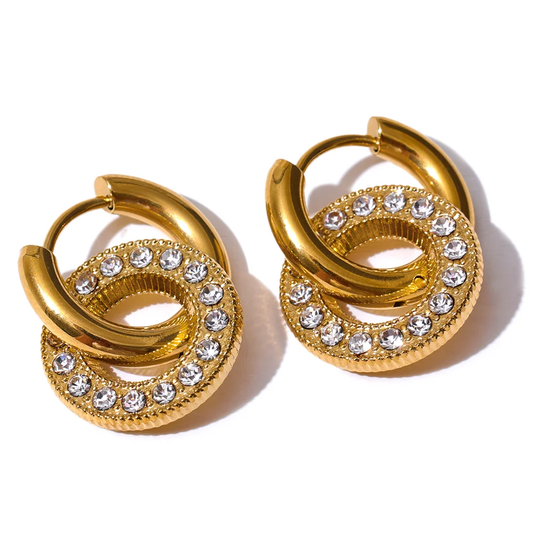 Round drop dangle inlaid zircon minimalist earrings - product image
