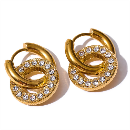 Round drop dangle inlaid zircon minimalist earrings - product image