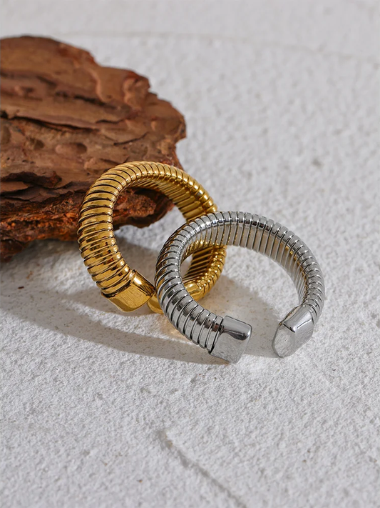 Round elastic minimalist abstract open ring - product image
