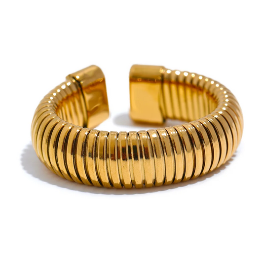 Round elastic minimalist abstract open ring - product image