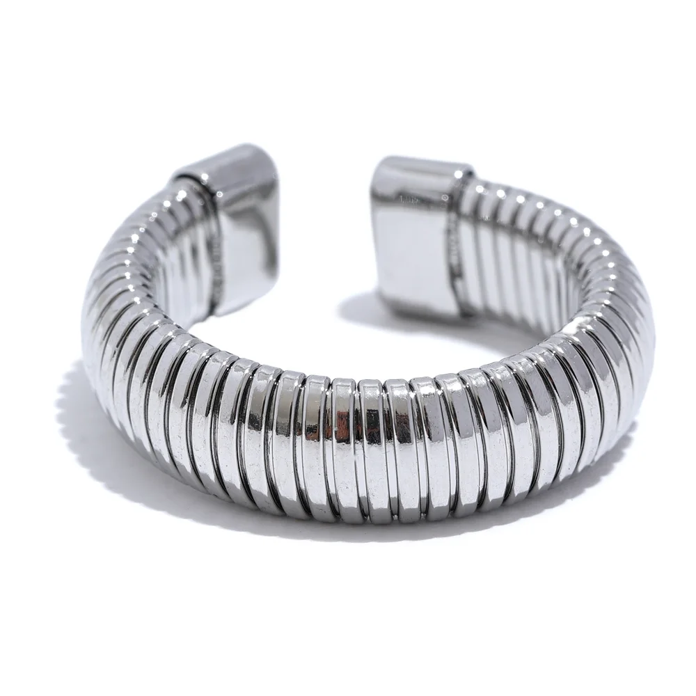 Round elastic minimalist abstract open ring - product image