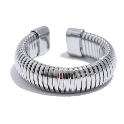 Round elastic minimalist abstract open ring - product image