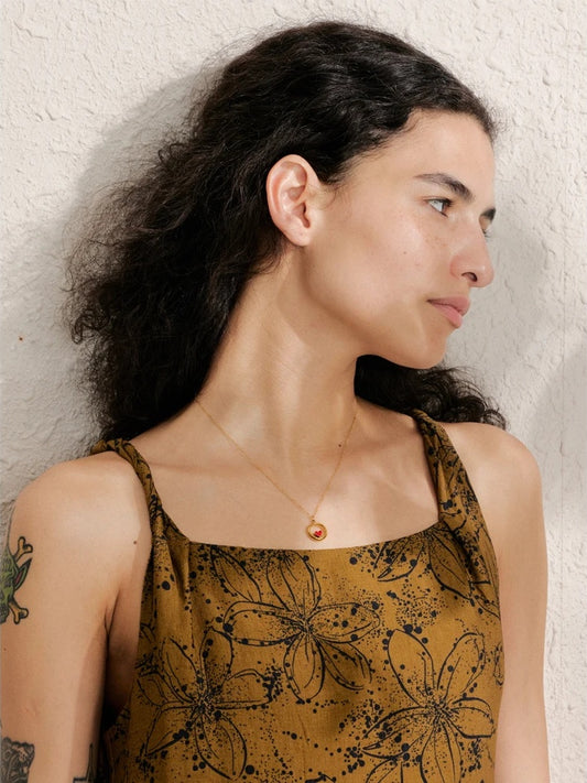 Round heart pendant charm necklace - product image