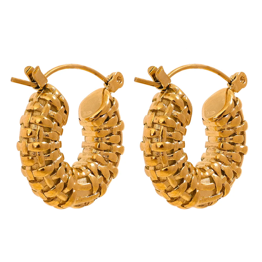Round hollow chunky vintage abstract hoop earrings - product image