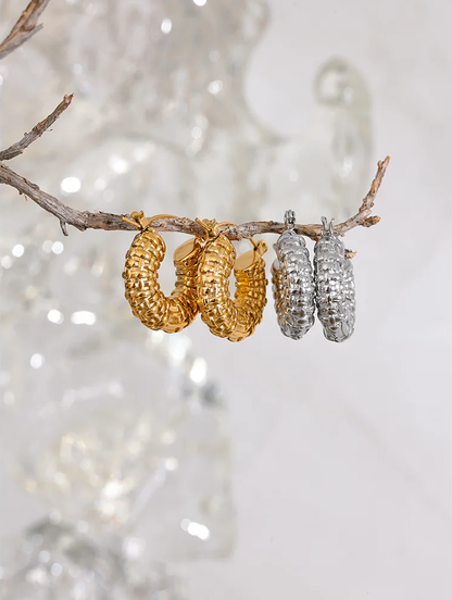 Round hollow chunky vintage abstract hoop earrings - product image